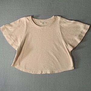 Madewell Texture & Thread Flutter Sleeve Blush‎ Pink U-Hem Top Shirt Size Small